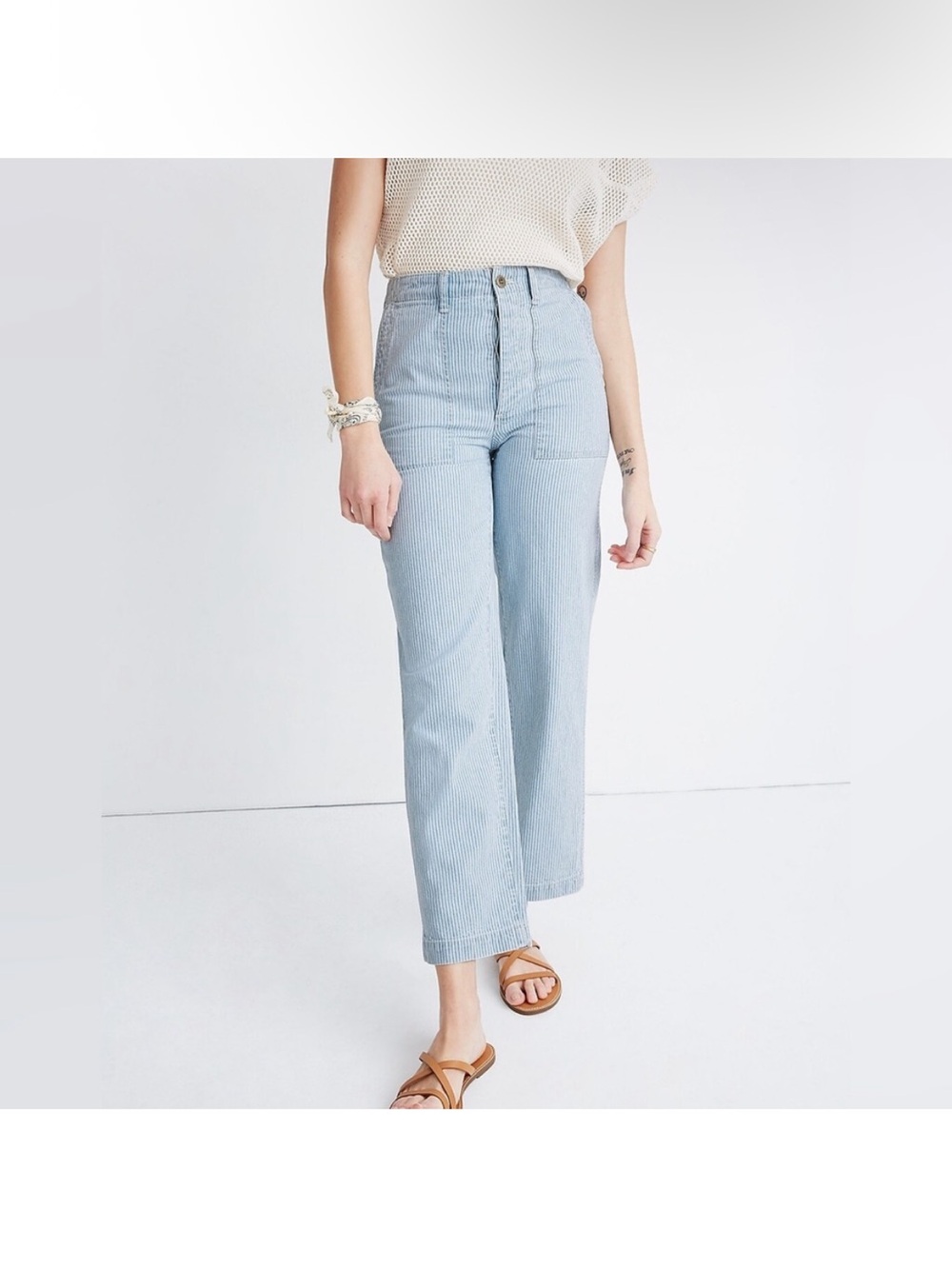 Madewell Griff Fatigue Pants in Indigo Railroad Stripe (flawed)
